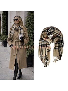 Scarf | Large Plaid an Red Black Ivory | Perfect Neutral Wrap Shawl